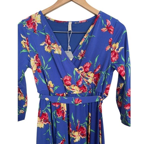 Pinkblush Floral Midi Dress - Blue and Red - Picture 3 of 6